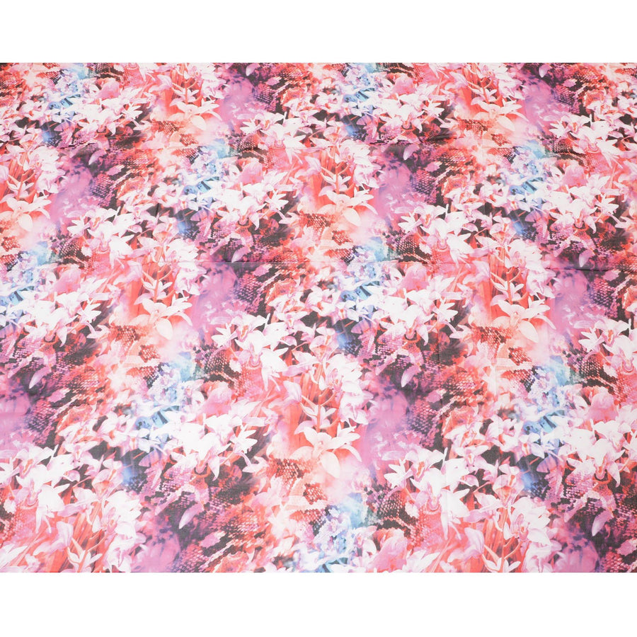 White Swiss 100% cotton voile fabric with baby pink, black, dark orange and off white print in floral design-D7214 Regal Fabrics