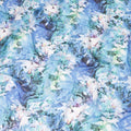 Baby blue Swiss 100% cotton voile fabric with off white, turquoise blue, bottle green and neon green print in floral design-D7215