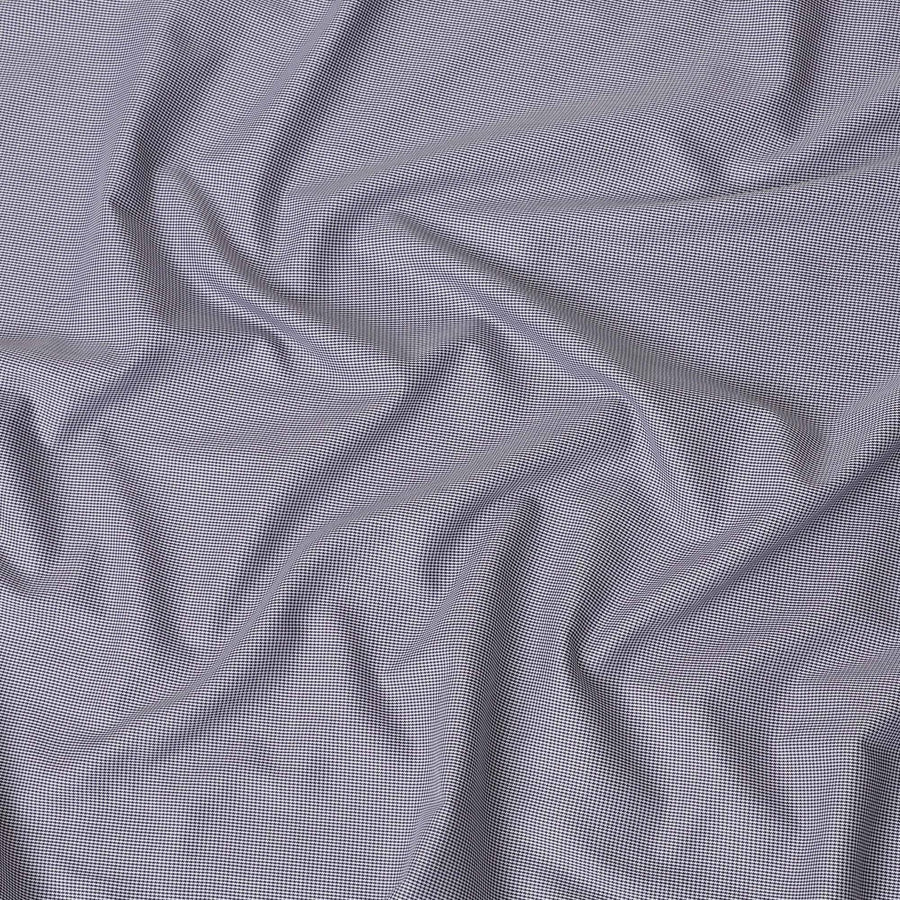 قماش القميص الأزرق الإيطالي الفاخر بنسبة 100% من القطن مع طباعة بيضاء بتصميم ذاتي-D16478