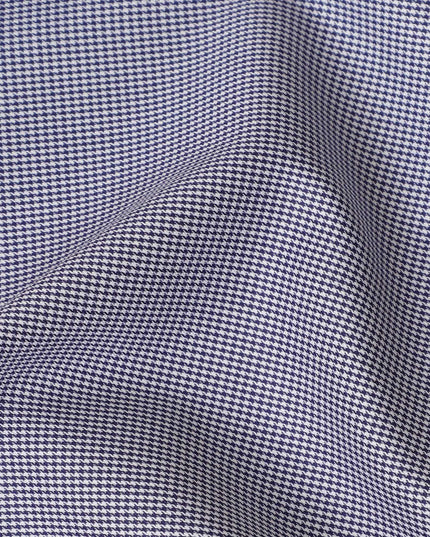 قماش القميص الأزرق الإيطالي الفاخر بنسبة 100% من القطن مع طباعة بيضاء بتصميم ذاتي-D16478