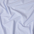 White Premium 100% cotton shirting fabric with turquoise baby blue print in checks design-D16844 Regal Fabrics