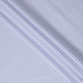 White Premium 100% cotton shirting fabric with turquoise baby blue print in checks design-D16844 Regal Fabrics