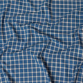 Petrol blue Premium 100% cotton shirting fabric with beige and rusty brown print in checks design-D16845 Regal Fabrics