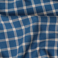 Petrol blue Premium 100% cotton shirting fabric with beige and rusty brown print in checks design-D16845 Regal Fabrics