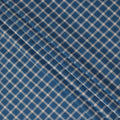 Petrol blue Premium 100% cotton shirting fabric with beige and rusty brown print in checks design-D16845 Regal Fabrics