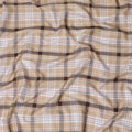 قماش القمصان القطني الفاخر بنسبة 100% باللون البني الفاتح مع طباعة متعددة الألوان بتصميم المربعات-D16849