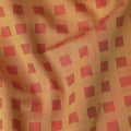 Mustard Premium 100% Giza cotton shirting fabric with red jacquard in checks design-D16856