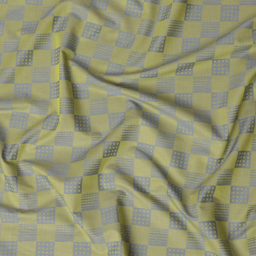 قماش القمصان القطني الفاخر 100% من قطن الجيزة باللون الأخضر الداكن مع جاكار أزرق مسحوقي بتصميم مربعات-D16857