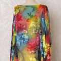 Multicolor Premium pure silk chiffon velvet makmal dirac fabric having same tone metallic lurex in floral design-D16511