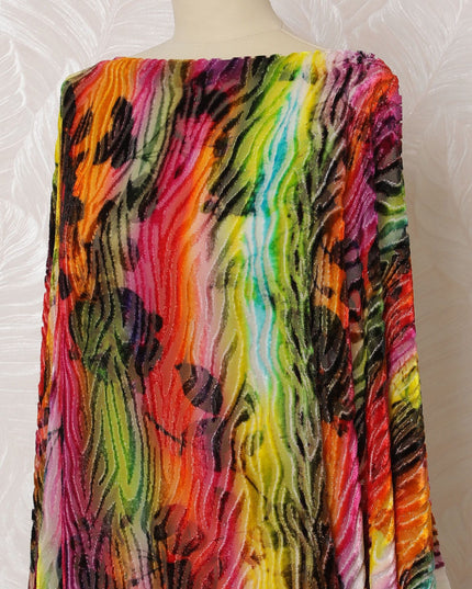 Multicolor Premium pure Italian Silk chiffon velvet makmal dirac fabric in animal skin design-D16521 Regal Fabrics