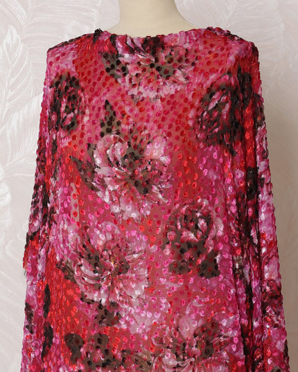 Multicolor Premium Italian silk chiffon velvet makmal dirac fabric with light pink metallic lurex in dot design-D16588 Regal Fabrics