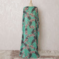 Turquoise green Premium pure silk chiffon velvet makmal dirac fabric with multicolor print in floral design-D16597 Regal Fabrics