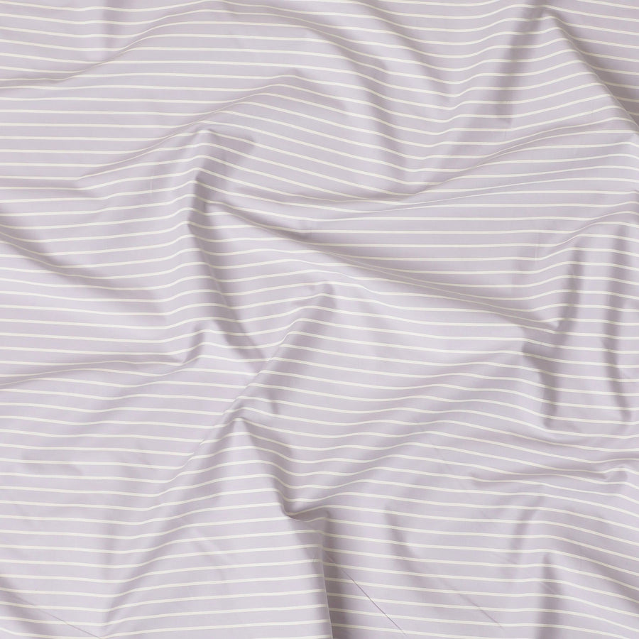 Light lilac Premium 100% cotton shirting fabric with white print in stripe design-D16635