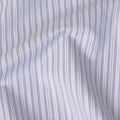 White Premium Pure Swiss 100% cotton shirting fabric with blue and black print in stripe design-D16637