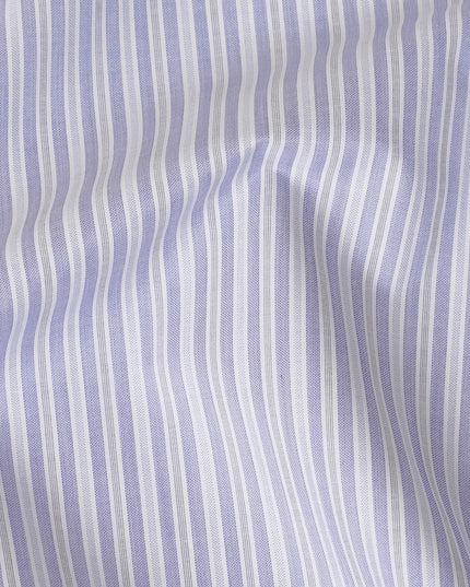 White Premium Pure Swiss 100% cotton shirting fabric with blue and black print in stripe design-D16637