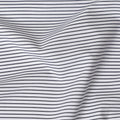 White Premium pure Italian 100% cotton shirting fabric with black print in stripe design-D16646