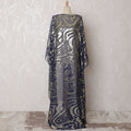 Dark royal blue purple Premium pure French (Fransawi) silk chiffon dirac fabric with gold metallic lurex in abstract design-D16667 Regal Fabrics