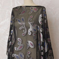 Black Premium pure French (Fransawi) silk chiffon fabric with blue, pink viscose having gold metallic lurex in paisely design-D16672