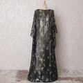 Black Premium pure French (Fransawi) chiffon fabric with grey viscose and silver metallic lurex in floral design-D16675