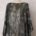 Black Premium pure French (Fransawi) chiffon fabric with grey viscose and silver metallic lurex in floral design-D16675