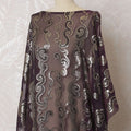 Wine purple Premium pure French (Fransawi) silk chiffon fabric with gold metallic lurex in paisley design-D16681 Regal Fabrics