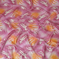 Orange, hot pink Premium pure silk chiffon garbasaar with gold and silver metallic lurex in abstract design-D17092 Regal Fabrics