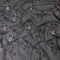 Black Premium pure silk chiffon garbasaar with grey viscose having cerise pink metallic lurex in floral design-D17106