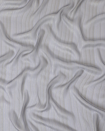 Grey Premium pure silk chiffon garbasaar with same tone viscose having gold metallic lurex in stripe design-D17107