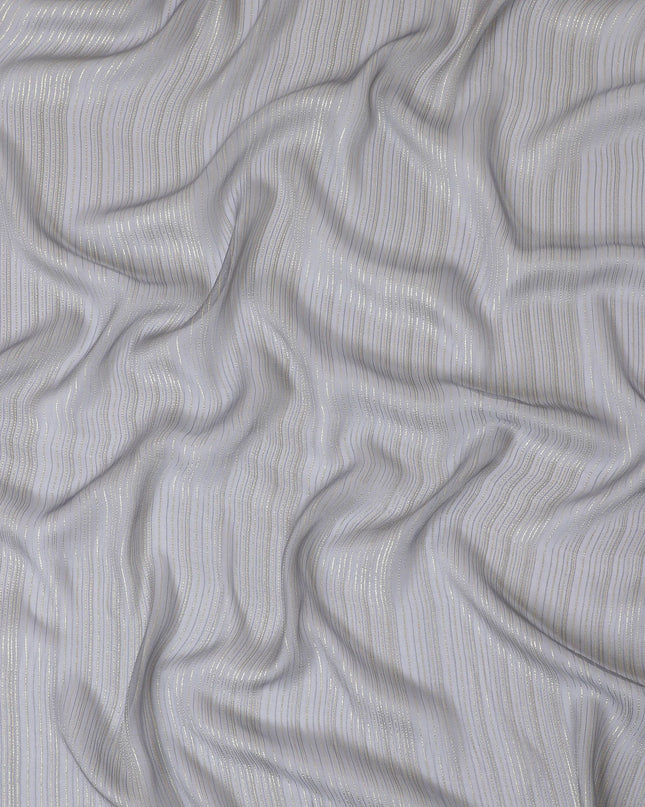 Grey Premium pure silk chiffon garbasaar with same tone viscose having gold metallic lurex in stripe design-D17107