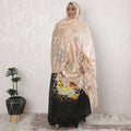 Light Peach Premium pure French (Fransawi) silk chiffon garbasaar with same tone metallic lurex in abstract design-D17120