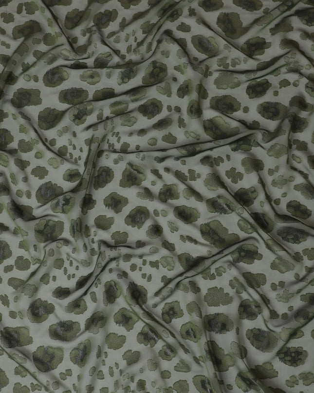 Dark Olive Premium pure French (Fransawi) silk chiffon garbasaar with same tone viscose and black metallic lurex in abstract design-D17121 Regal Fabrics