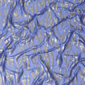 Royal blue Premium pure silk chiffon fabric with gold and silver metallic lurex in abstract design-D17214