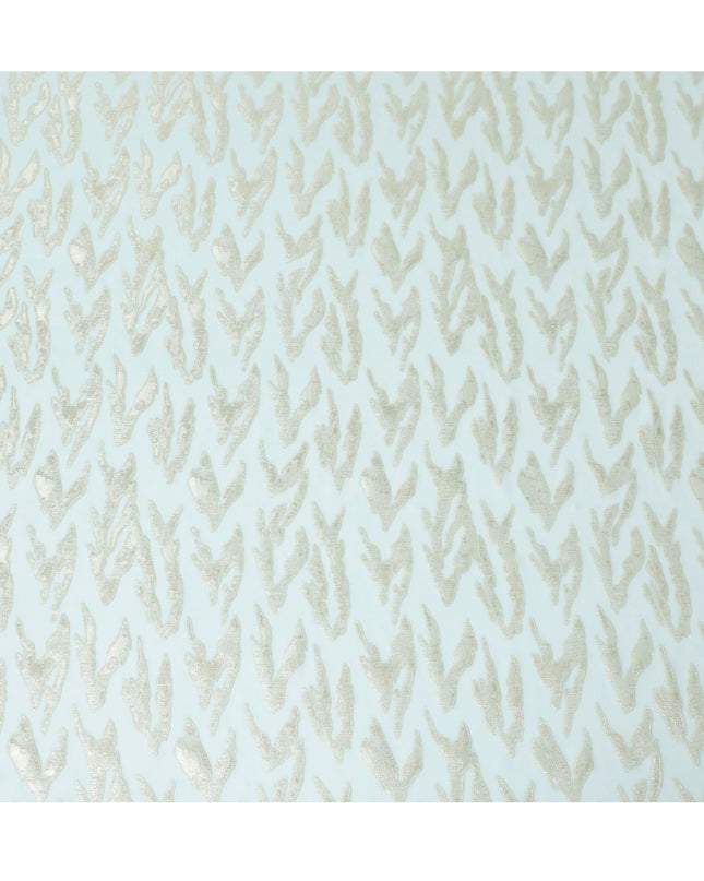 قماش شيفون من الحرير الخالص باللون الأزرق الكهربائي مع لوريكس معدني ذهبي وفضي بتصميم تجريدي-D17217