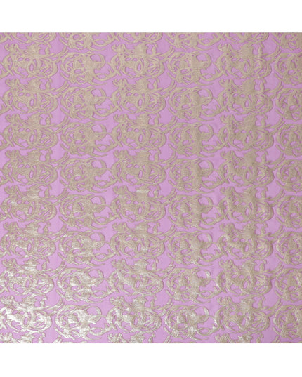 Purple Premium pure silk chiffon fabric with gold metallic lurex in abstract design-D17221
