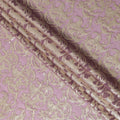 Mauve Premium pure silk chiffon fabric with gold metallic lurex in abstract design-D17222