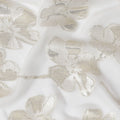 قماش شيفون من الحرير الخالص باللون الأبيض مع نفس لون الفسكوز مع لوريكس معدني ذهبي وفضي بتصميم زهور - D17232