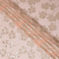 قماش شيفون من الحرير الخالص الفاخر باللون الخوخي الفاتح مع نفس اللون من الفيسكوز مع لوريكس معدني ذهبي وفضي بتصميم زهور -D17233