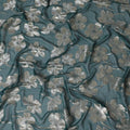 Bottle green Premium pure silk chiffon fabric with same tone viscose having gold and silver metallic lurex in floral design-D17234