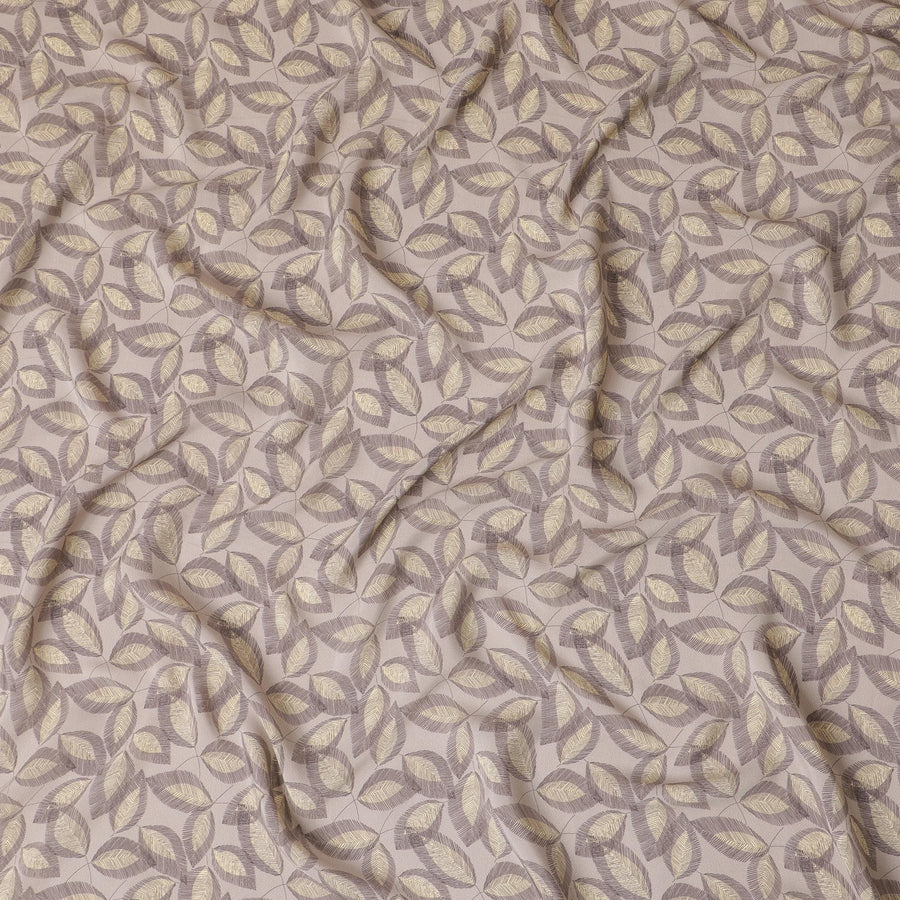 Nature-Inspired Leaf Print Viscose Crepe Fabric - Earthy Elegance, Soft Texture, 110cm Wide (India)  - D17635