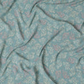 Herbal Whisper Viscose Crepe Fabric - Nature-Inspired Botanical Print, 110cm Width (India)  - D17637