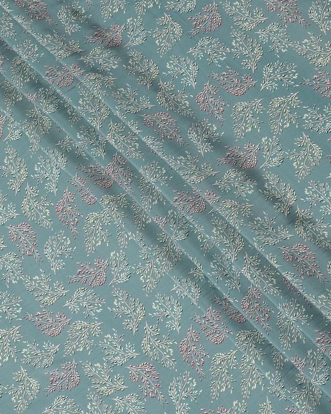 Herbal Whisper Viscose Crepe Fabric - Nature-Inspired Botanical Print, 110cm Width (India)  - D17637