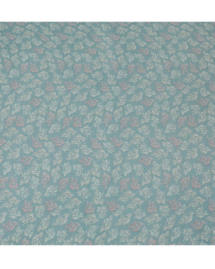 Herbal Whisper Viscose Crepe Fabric - Nature-Inspired Botanical Print, 110cm Width (India)  - D17637