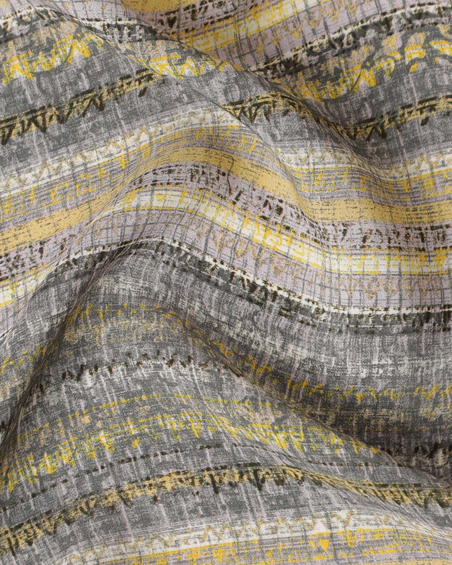 قماش كريب فيسكوز مخطط بالضباب الذهبي - نسج فاخر، عرض 110 سم (الهند) - D17639