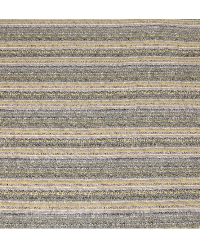 Golden Haze Striped Viscose Crepe Fabric - Luxurious Weave, 110cm Width (India)  - D17639