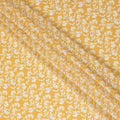 Marigold Bliss Viscose Crepe Fabric - White Floral Print on Sunny Yellow, 110cm Width (India)  - D17641