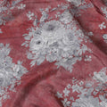 Roseate Grace Viscose Crepe Fabric - Vintage Floral on Rich Rose, 110cm Width (India)  - D17647