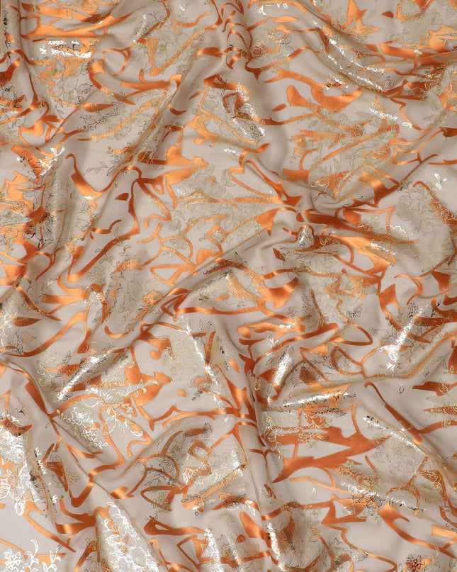 قماش من الشيفون الحريري Golden Whispers - زخارف معدنية فاخرة، عرض 110 سم (كوريا الجنوبية) - D17655