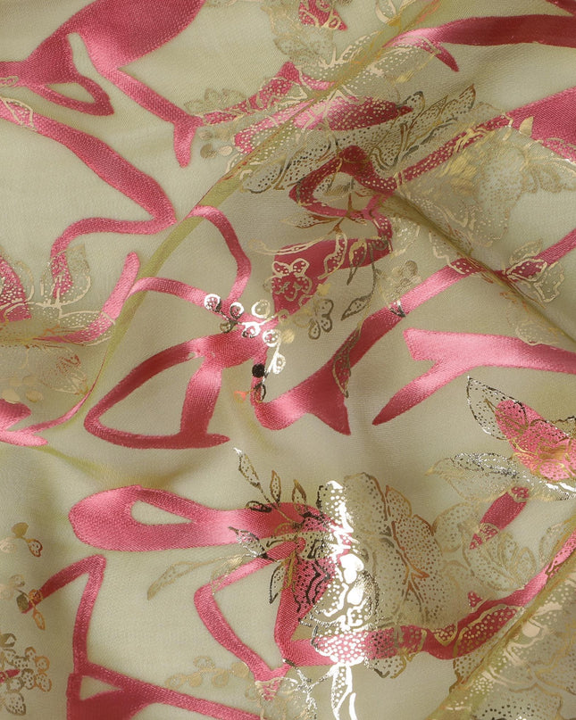 قماش شيفون حريري راديانس ذهبي وردي - أناقة لامعة، عرض 110 سم (كوريا الجنوبية) - D17656