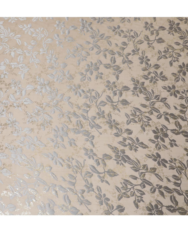 قماش معدني من الشيفون الحريري المزين بالزهور - أناقة خالدة، مصنوع في كوريا الجنوبية، عرض 110 سم - D17660