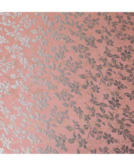 Pink Elegance Silk Chiffon Metallic Fabric - South Korean Luxury Textile, 110 cm Width  - D17661